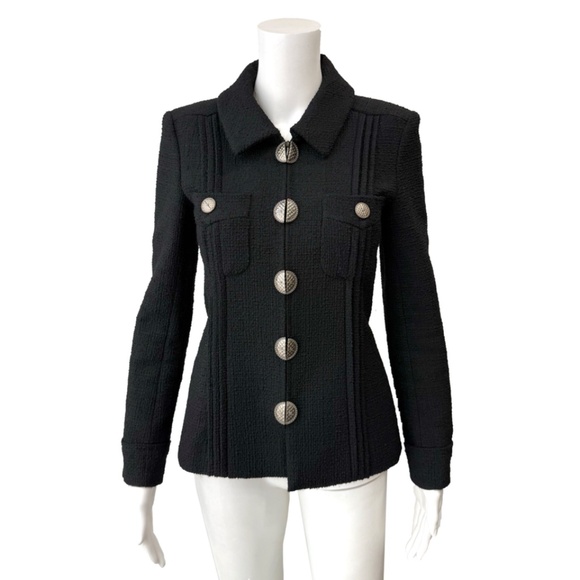 Chanel Black Tweed Paris/Cuba Wool 17C Zip Half Button Jacket, 2/38 - Picture 1 of 15